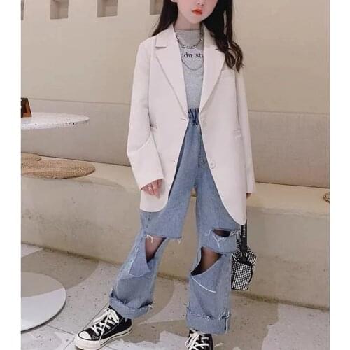 Unisex Kids Solid Loose Blazer Coat New Fashion Single Breasted Long Jackets Little Teeange Girls Boys Blazer 6 8 10 11 12 14 15