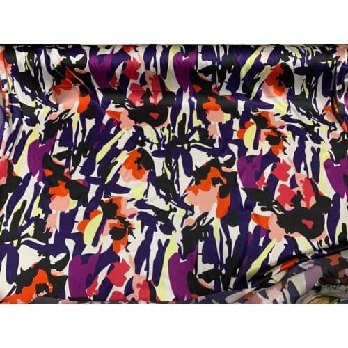 European and American Geometric Camouflage Printing Silk Fabric Mulberry Silk Stretch Satin Cheongsam Dress Silk Scarf Fabric