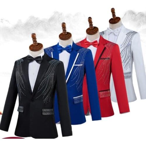 Chorus hot drilling clothes men suits designs masculino homme terno stage costumes for singers jacket men sequins blazer dance