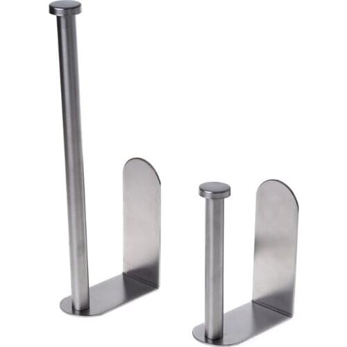 Adhesive Vertical Paper Towel Holder Stainless Steel Wall Mount Bathroom Kitchen Toilet Tissue Roll Storage Rack WF