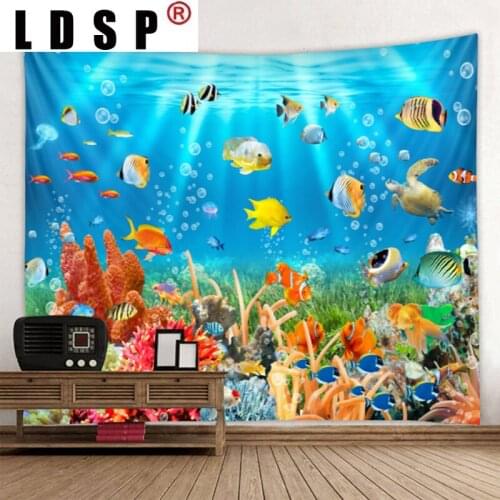 LDSP Starfish Fish Sea Beach Poster Tapestry Wall Hanging Rugs Background Cloth Beach Mat Blanket Art Bedroom Home Decor
