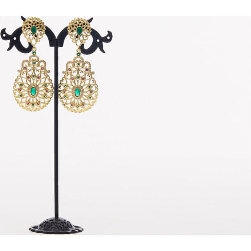 Moroccan Caftan wedding gold earring red and green stone fashion jewelry copper high quality earring