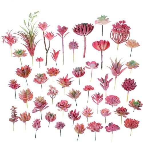 Mini Small Medium Large Red Flocked Artificial Succulents Plants Home Bedroom Living Room Desktop Decoration Fake Plants Bonsai