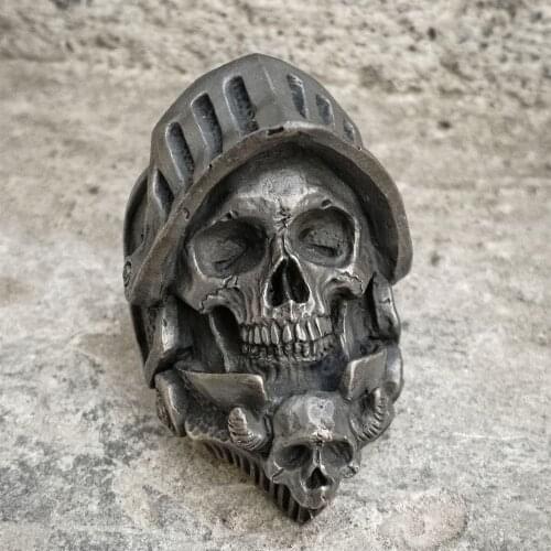 EYHIMD Black Death Knight Skull Ring Cool Mens Punk Fine Detail Stainless Steel Ring Gothic Biker Jewelry