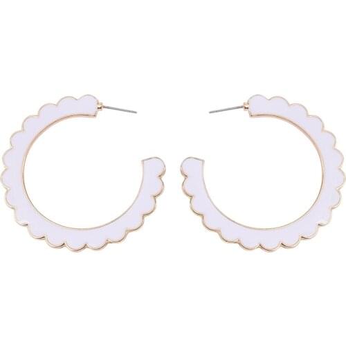 New Fashion Women Metal Enamel Hoop Earring Simple Cute Wave Large Round Circle Earring for Girls Party Hoops Accessories