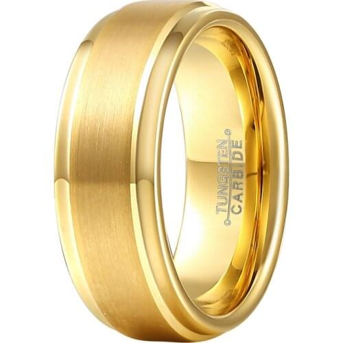 Wholesale 10pcs 8mm Gold Tungsten Rings for Women Men Classic Wedding Engagement Jewelry Dropshipping Love