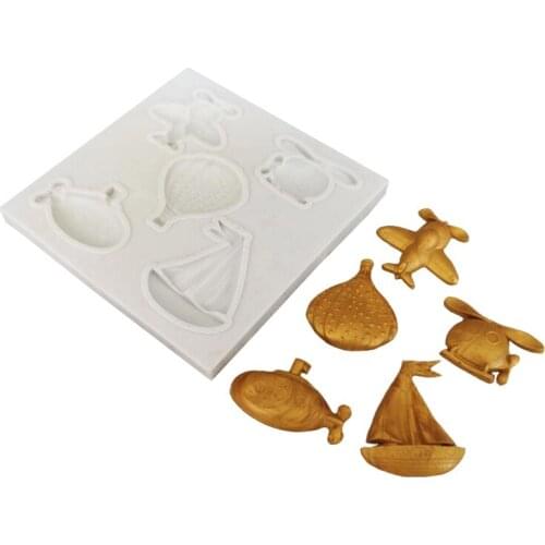 Wholesale 10 pcs Airplane Sailboat Helicopter Silicone Mold Sugarcraft Cupcake Baking Mold Fondant Cake Decorating Tools