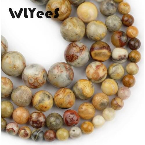 WLYeeS Wholesale Natural Stone Beads Crazy carnelian 6 8 10 12mm Round Loose Beads for Jewelry Bracelet Making DIY Accessories