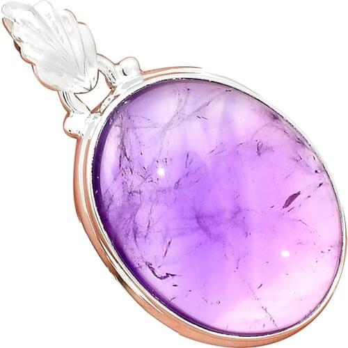 Nature AMETHYST Pendant 925 Sterling Silver, 38 mm, MHBAP5517