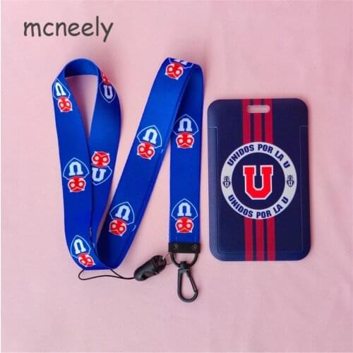PVC Chile Football Club Series Name Card Covers ID Card Holder Students Bus Card Case Lanyard Visit Door Identity Badge Cards