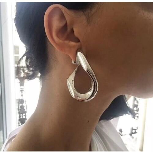 Rongho Vintage Metal irregular Geometric Hoop earrings for women Gold earrings fashion punk jewelry