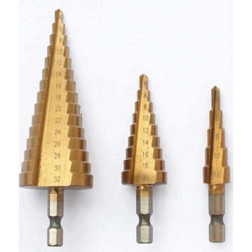 Hex Shank Step Drill Steel Pagoda Drill Bit Titanium Plating Electric Drill Reaming Cone Hole Tool Drill For Metal Wood
