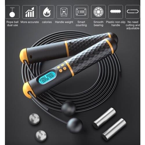 2 In 1 Professional Intelligent Electronic Counting Timing Skipping Rope Fitness Training Sports Weight Ball Skipping Rope Suita