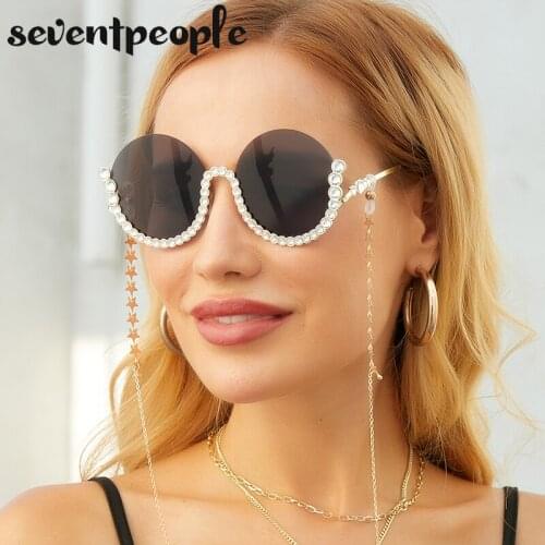 Round Diamond Sunglasses Women 2021 Luxury Brand Fashion Rhinestone Sun Glasses For Female Vintage Crystal Oval Shades Eyewear