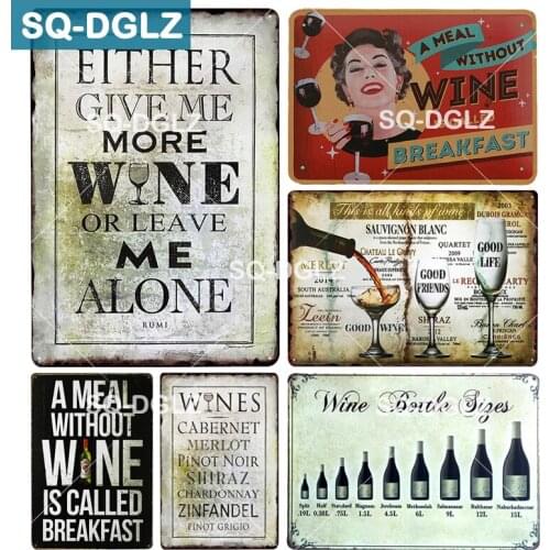 [SQ-DGLZ] WINES Metal Sign Vintage Tin Sign Bar Wall Decor Metal Crafts Home Decor Painting Plaques Art Poster