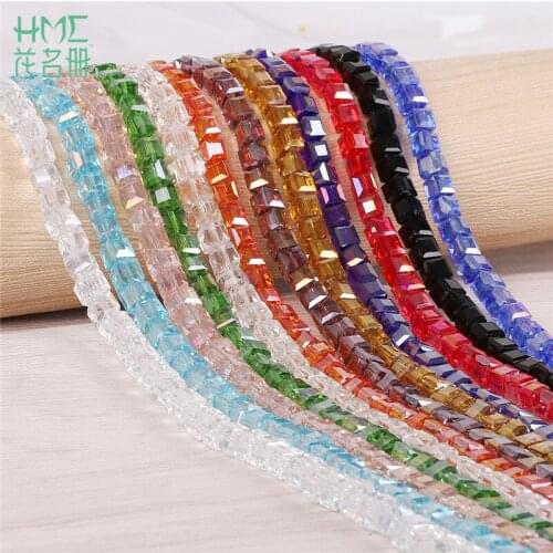 3MM 100pcs/lot Czech Facet Square Shape Glass Loose Beads Crystal Beads for Bracelet Jewelry Making Sewing Clothing Accessories