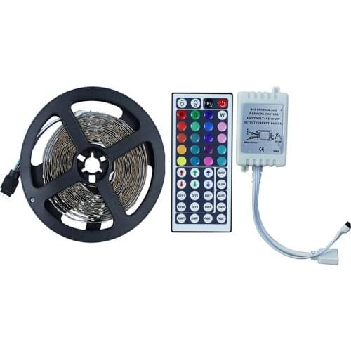 SMD5050 RGB LED Strip Light 12V 5M 150Leds Diode Tape LED Ribbon Flexible Lights+44keys remote controller Indoor Home Decoration