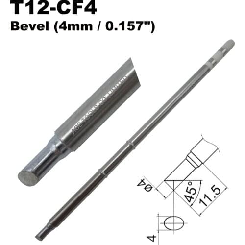T12-CF4 Bevel 4mm Soldering Tip for HAKKO FX-951 FX-950 FX-952 FX-9501 FM-2028 FM2027 Iron Bit Handle Pencil Nozzle Replacement