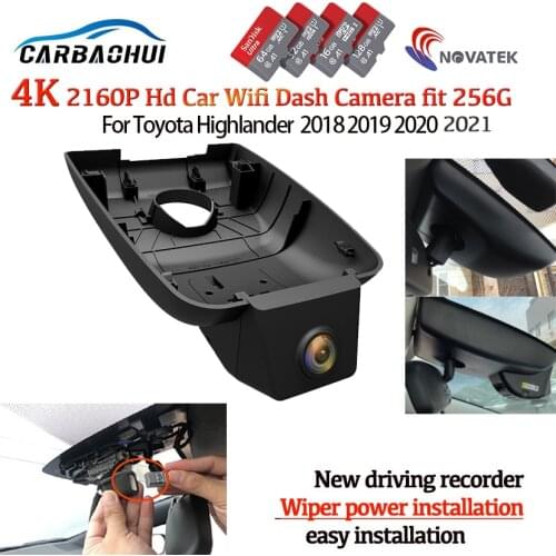 HD 4K 2160P Plug and play Car DVR Video Recorder Dash Cam Camera For Toyota Highlander 2018 2019 2020 2021 Car driving recorder