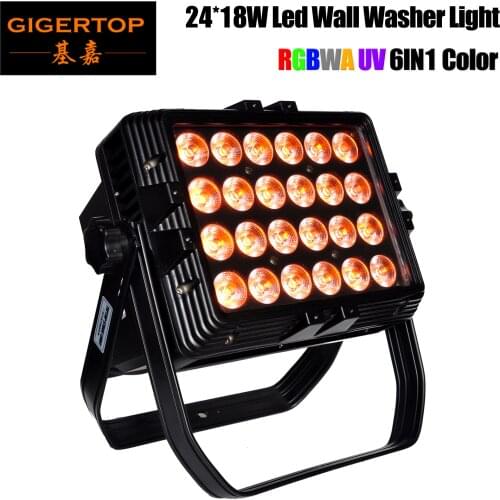TIPTOP 24X18W RGBWAP 6IN1 Color Mixing Waterproof Led Wall Washer Light IP65 DMX512/Auto/Sound/Manual Control Led Flood Light