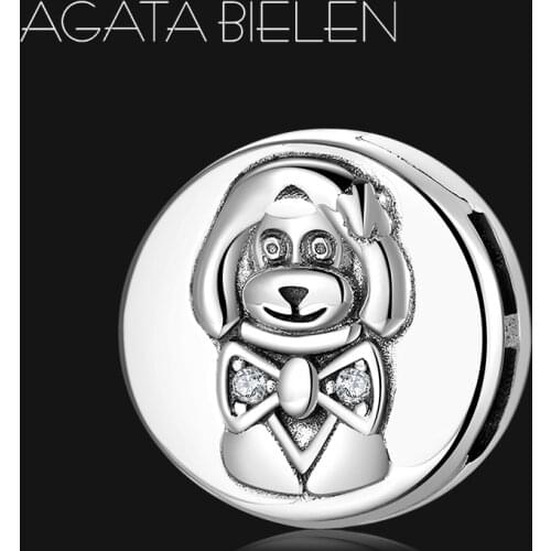 Hot Sale 925 Sterling Silver Gentleman Dog Bow-knot Charms Clip Beads Jewelry Making Fit Reflexions Charm Bracelet