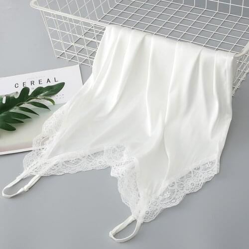 WWENN Summer with Lace Silk Cami for Women Spaghetti Strap Top Lady Patchwork Tops White Black Camisole Basic Tops Women 2021