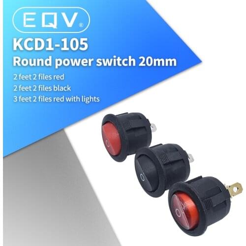 10PCS KCD1-105 Diameter Small Round Boat Rocker Switches Black Mini Round Black White Red 2 Pin ON-OFF Rocker Switch With LED