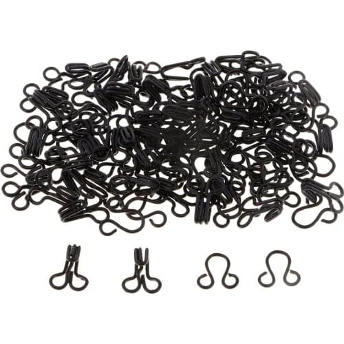 100 Sets Black Hook & Eye Bra Closures Button Lingerie Costume Sewing Home