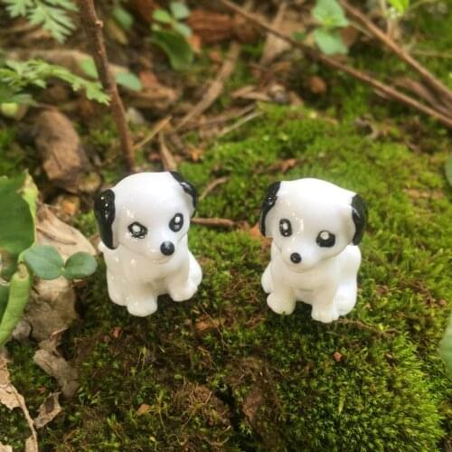2 PCS Artifical Miniature white Dog Resin Mini Animal Micro Landscape Bonsai Decoration DIY Fairy Garden Accessory Table Decor