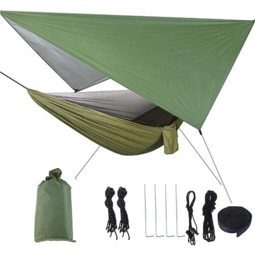 2 in 1 Lightweight Portable Outdoor Camping Hammock Net Hammock Tent With Waterproof Canopy Awning Netting Set