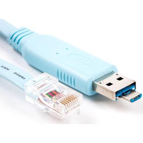 2 in 1 USB/Micro USB to RJ45 Serial Converter Adapter Cable FTDI RS232 for cisco console router device to your computer/laptop