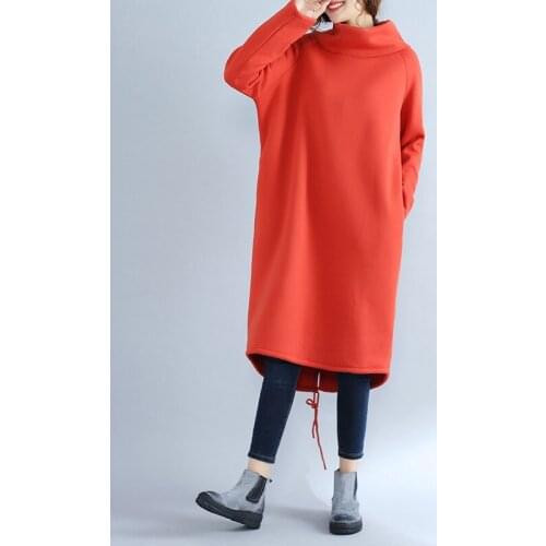 2020 Long Sweatshirt Hoodies Women Fashion Winter Casual High Neck Long Sleeve Oversized Dress Sweatshirts Kpop Moletom Truien