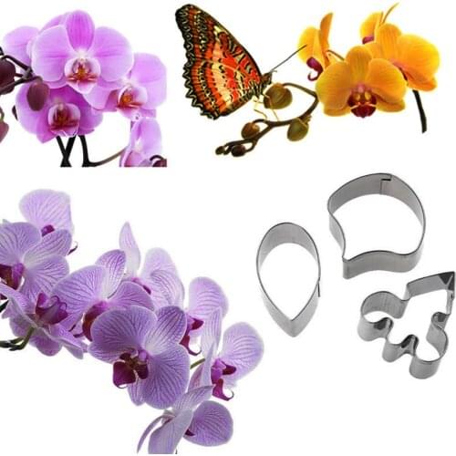 3 pcs/set Butterfly Orchid Stainless Steel Sugarcraft Cutters Set Fondant Cake Cookie Decorating Tools