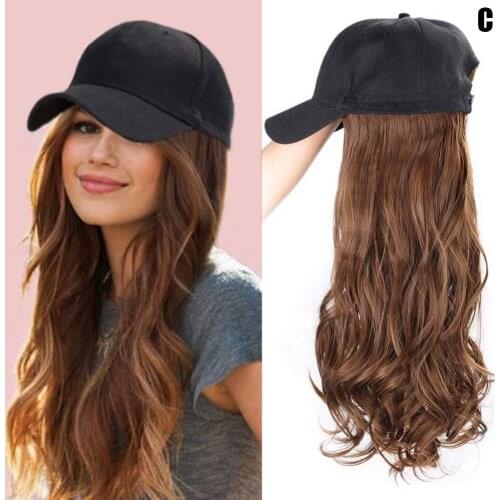 Baseball Hat with Curly Wavy Long Hair Wigs Synthetic Hair Caps for Women Girls Best Sale-WT