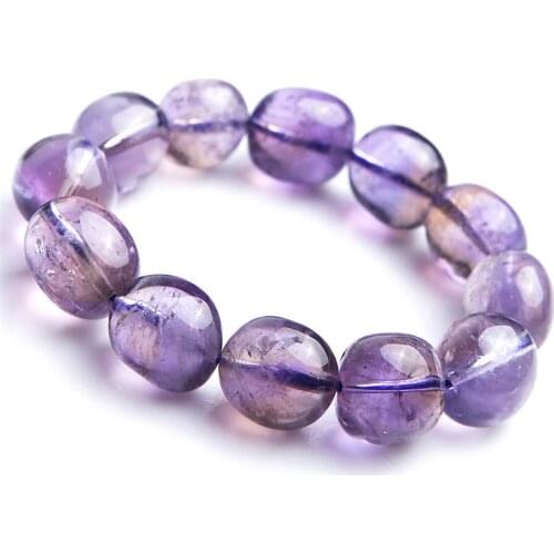 Genuine Natural Ame trine Bracelets Bangles For Women Lady Purple Ame thyst Quartz Crystal Bead Bracelet 17*16mm