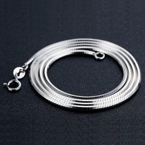 1MM 100% Genuine 925 Sterling Silver Color Necklace Chain For Women Men 45cm/40cm Snake Bone Clavicle Chain Necklace