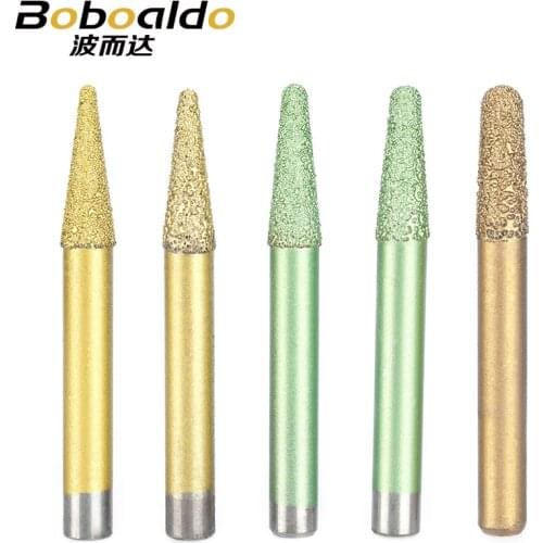 1PC Metallurgical Fused Stone Carving Cutter Tools Embossed Lettering Granite Diamond Engraving Machine Router Bits