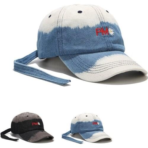 KPOP GD G-Dragon PEACEMINUSONE Peaked Cap Baseball Cap Gradient Denim Daisy Embroidery Fans Collection Gifts h3