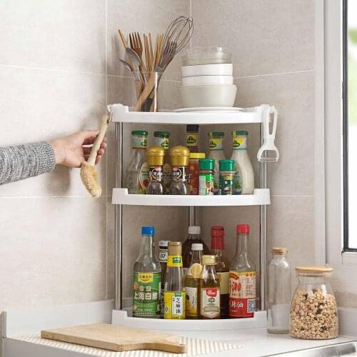 OTHERHOUSE Spice Rack Kitchen Corner Storage Rack 2/3 Layer Spice Organizer Condiment Seasoning Shelf Rack Kitchen Accessories