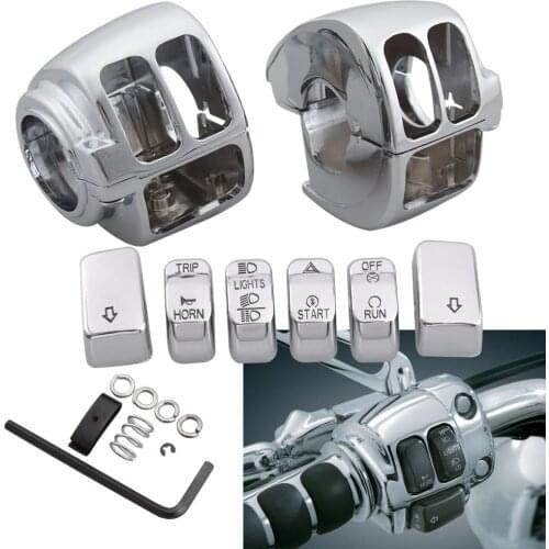 Motorcycle Handlebar Control Parts For Harley VRSC Sportster XL XR Dyna Softail Road King Chrome Switch Housings Switch Caps Kit