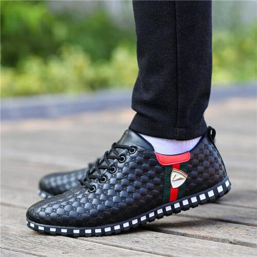 Men Casual Shoes Size 38-44 Autumn WinterComfortable Flats Shoes Men Loafers Slip On Lace Up Trainers Laceup Mens Driving Shoes
