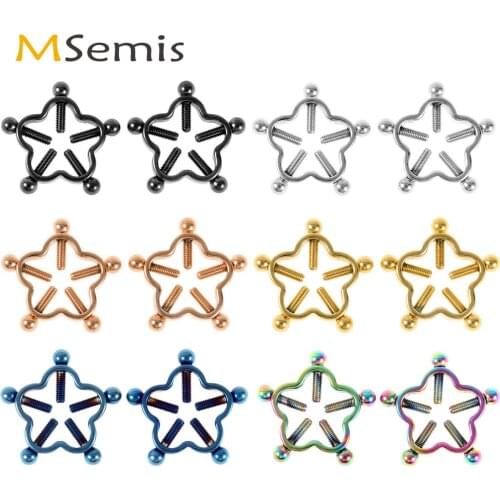 Stainless Steel Non-Piercing Nipple Clips Flower Shape Breast Shields Circle Clamps Faux Jewelry Nipple Rings Sex Toys for Adult