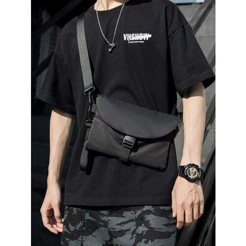 Nylon Waterproof Casual Mens Shoulder Bag Handbag Casual Mens Shoulder Bag Black Functional Zipper Bag Crossbody Bolsos Male
