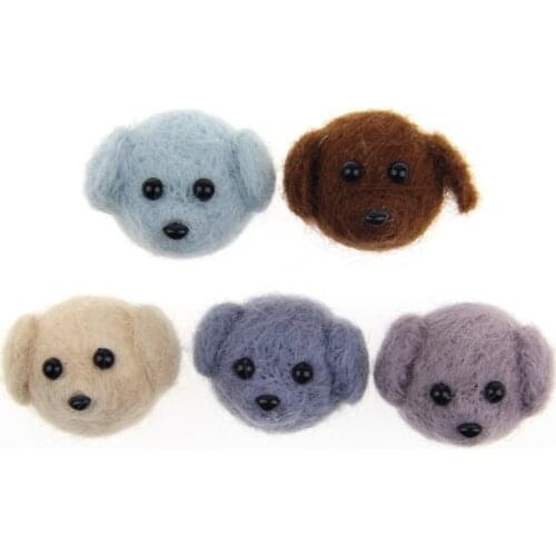 Newest 10PCs 100% Handmade Wool Felt Kawaii Animal Dog Craft Fit Ornament Jewelry Accessories 3D Button Patch Sticker Craft