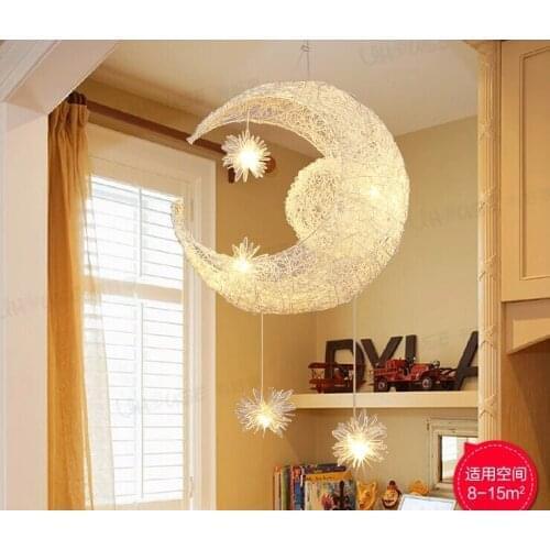 2019 new novelty Kid children room light lamp modern pendant light lamp for home Moon Star light wicker lamp light