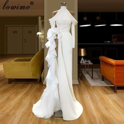 2020 Newest White Muslim Evening Dress Mermaid Long Formal Prom Gowns Turkish Couture Arabic Abendkleider Cocktail Vestidos