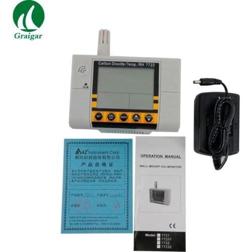 New AZ7722 Wall-mounted Co2 Gas Detector With Temperature And Humidity Test With Alarm Output Driver Built-In Relay Control