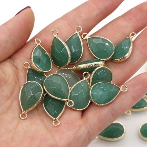 Natural Stone Faceted Green Aventurine Pendants Water drop shape Charms for Jewelry Making Diy earring necklace accessories