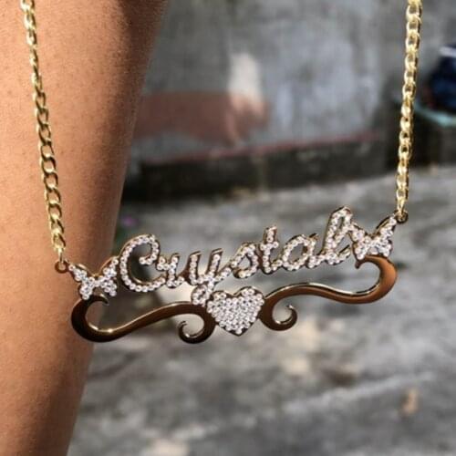 Personalized Name Diamond Handmade Necklace Women Butterfly Heart Rhinestones Collar Customized Choker Birthday Jewelry Gifts
