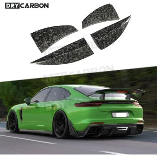 4 PCS/Set Dry Carbon Fiber Rear Lip Splitters Cupwings For Porsche Panamera 971 2017 2018 2019 Forged Carbon Side Bumper Covers
